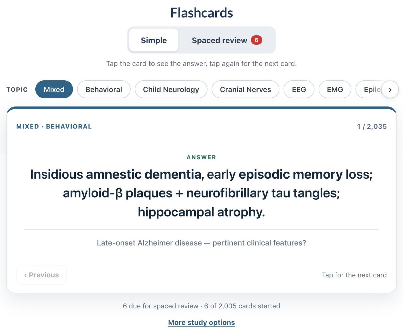 Flashcards with spaced review