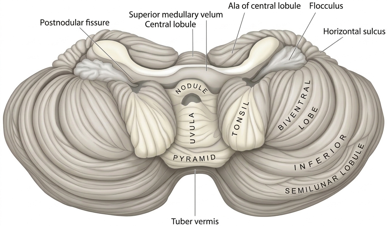 Inferior surface of the cerebellum