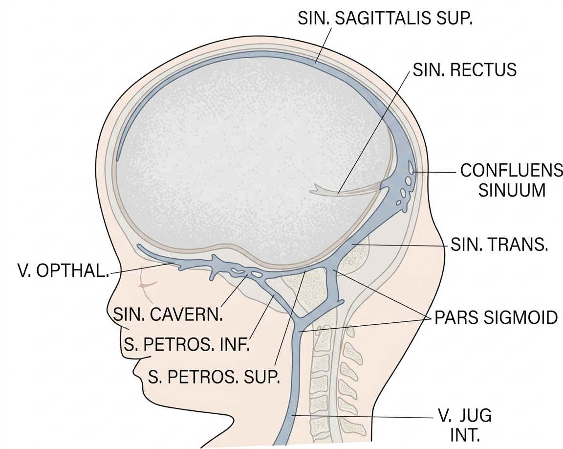 Dural venous sinuses, sagittal view